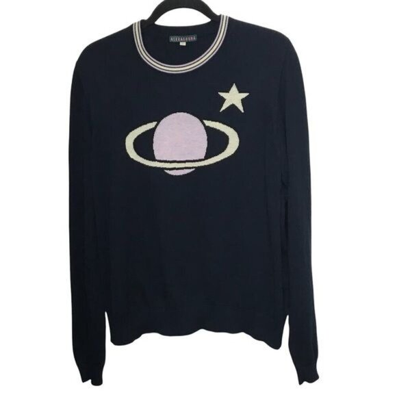 AlexaChung Blue Planet Intarsia Crew Neck Saturn Sweater - Picture 1 of 14